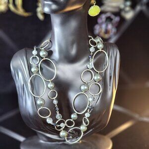 Lia Sophia Pearl & Crystal Long Necklace